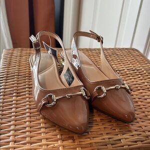 Jones New York Brown Patent Slingback Flats